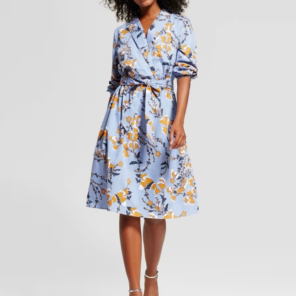 Who What Wear Dress Floral Blue Size XS